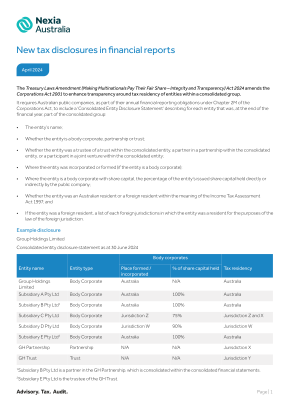 New tax disclosures in financial reports